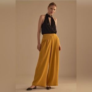NWT ANTHROPOLOGIE | Silky Cutout Black Halter Top